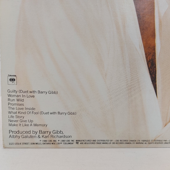 Barbra Streisand Guilty (1980) Vinyl LP  Barry Gibb, Columbia Records - Picture 4 of 6